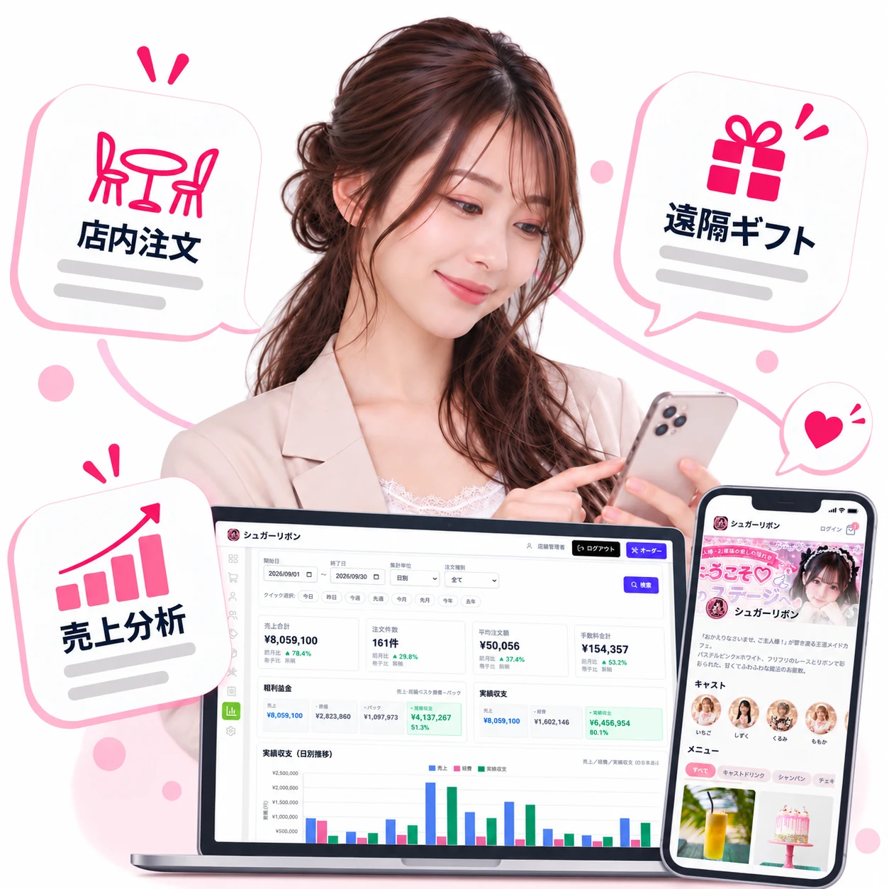 店内注文・遠隔ギフト・売上分析をひとつにまとめる推しサポ